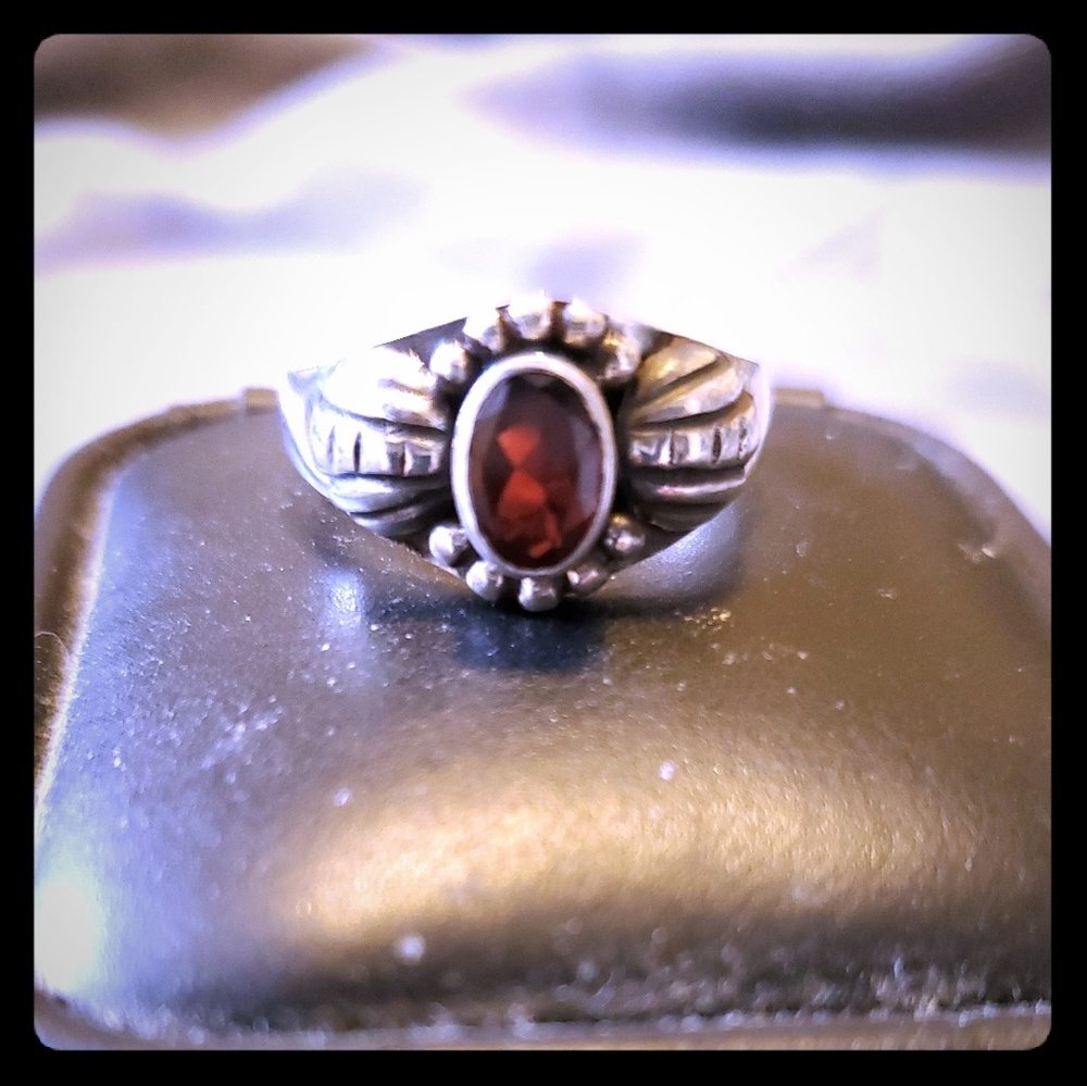Sterling Silver & Garnet Ring, Size: 8 3/4 *NWOT*